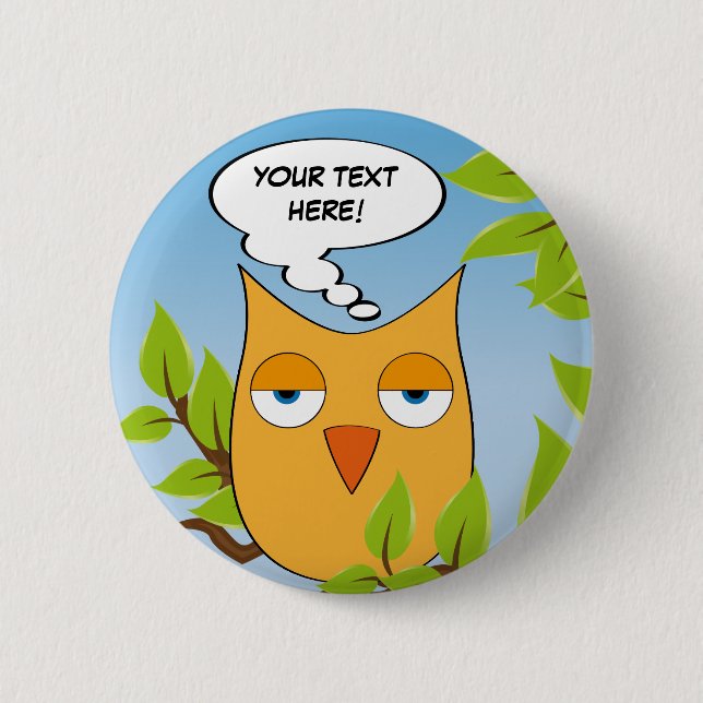 Badge Rond 5 Cm Petit hibou ennuyé personnalisable - couleurs (Devant)