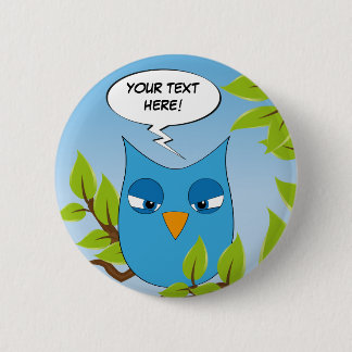 Badge Rond 5 Cm Petit hibou fâché personnalisable - couleurs