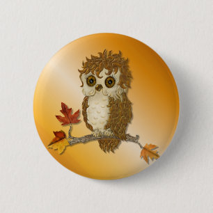 Badge Rond 5 Cm Petit hibou Whoo de l'automne