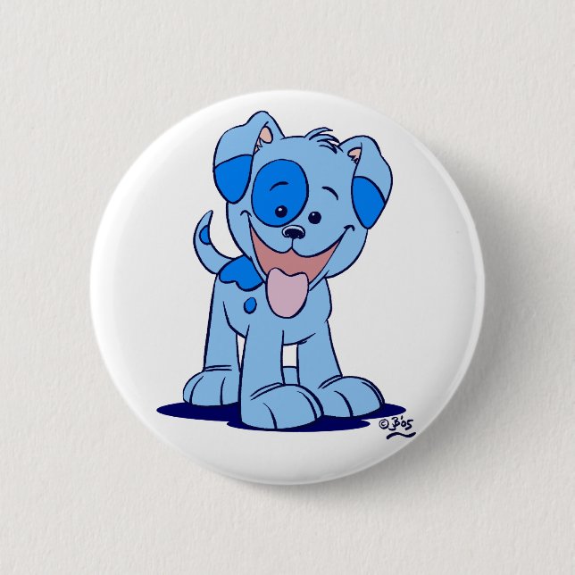 Badge Rond 5 Cm Petit insigne bleu de bouton de chiot (Devant)