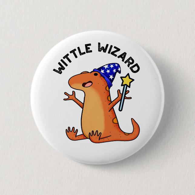 Badge Rond 5 Cm Petit Magicien Blague de Lézard Drôle  (Devant)