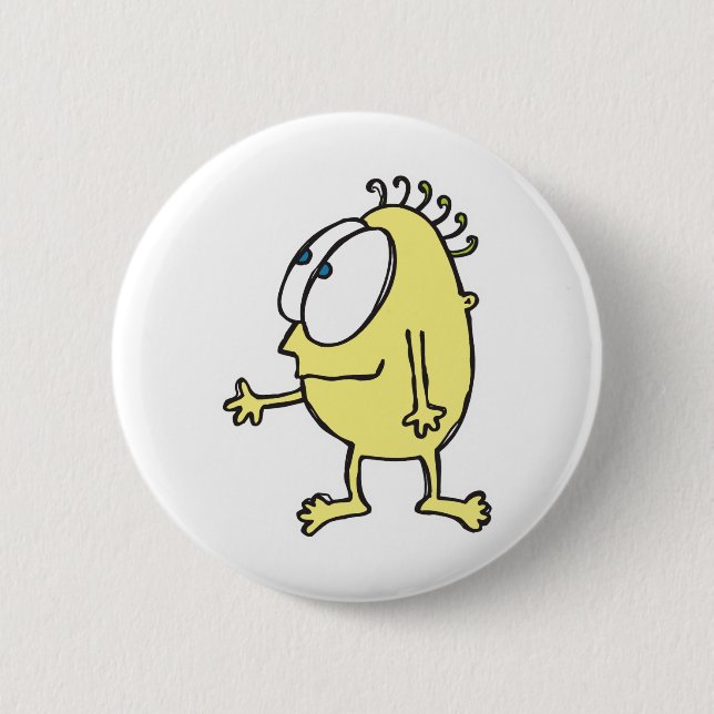 Badge Rond 5 Cm petit monstre jaune mignon (Devant)