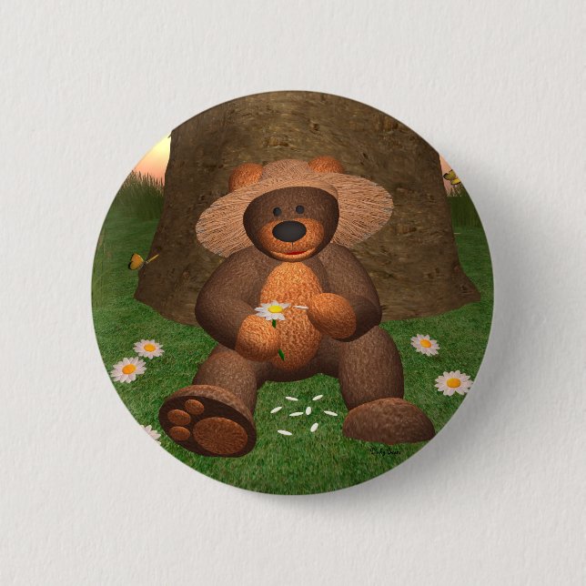 Badge Rond 5 Cm Petit ours dans l'amour (Devant)