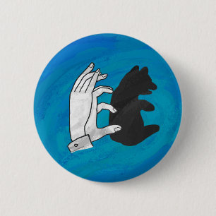 Badge Rond 5 Cm Petit Ours Ombre Sur Bleu
