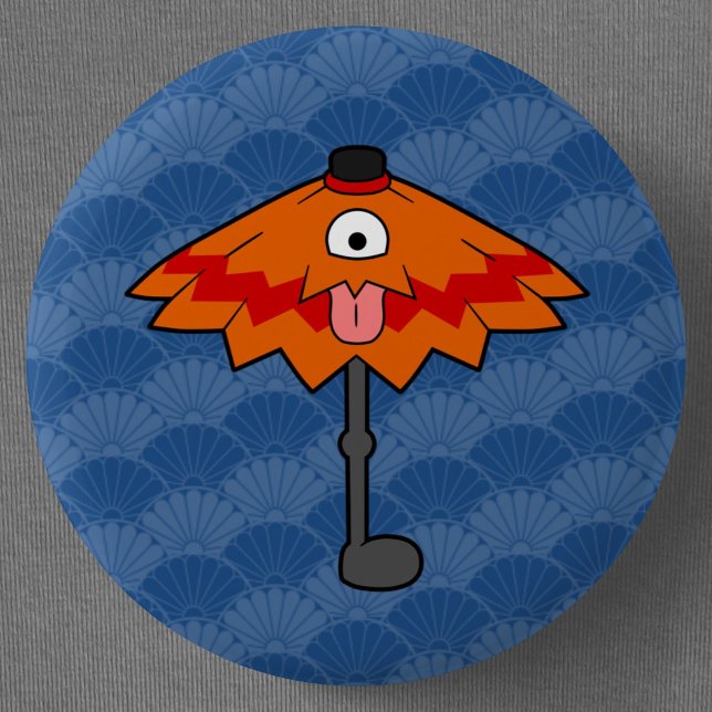 Badge Rond 5 Cm Petit parapluie Kasa-obake Yokai (Cute Umbrella Ghost Kasa-obake Yokai Can Badge- Detail View)