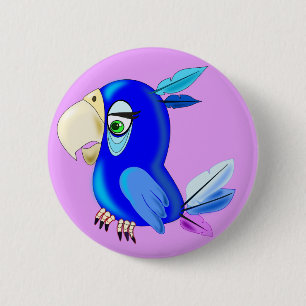 Badge Rond 5 Cm Petit perroquet bleu