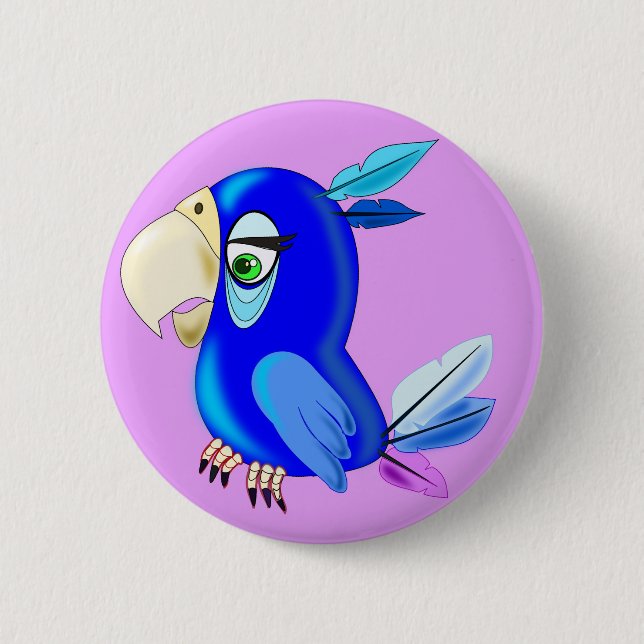 Badge Rond 5 Cm Petit perroquet bleu (Devant)