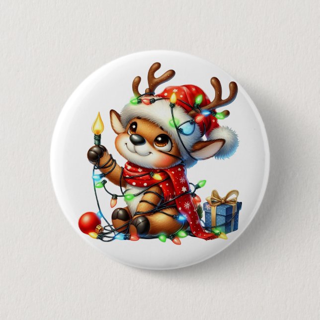 Badge Rond 5 Cm Petit renne de Noël (Devant)