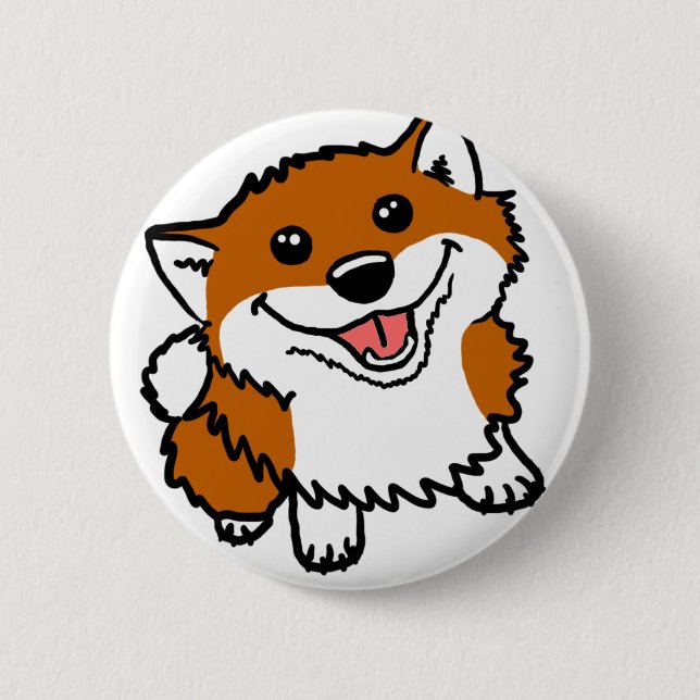 Badge Rond 5 Cm Petit Shiba heureux (Devant)