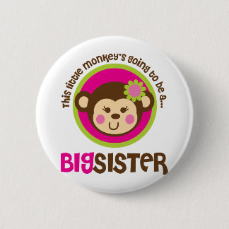 Badge Rond 5 Cm Petit singe allant être une grande soeur