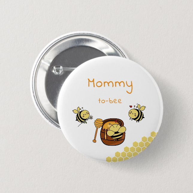 Badge Rond 5 Cm Petite abeille à miel mignonne avec miel doux mama (Devant & derrière)