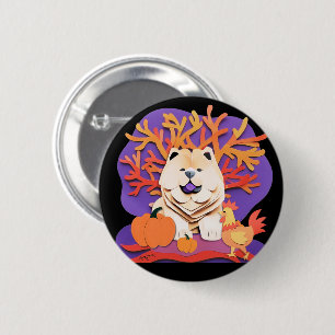 Badge Rond 5 Cm PETITE BOO Crème Chow choisir la taille