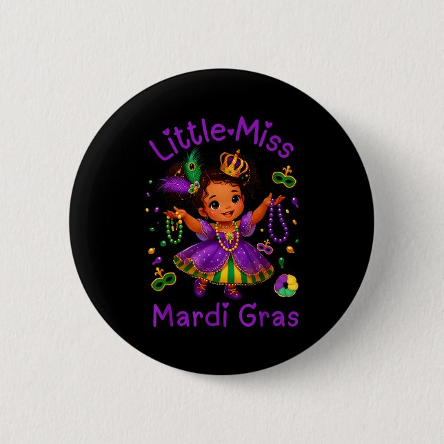 Badge Rond 5 Cm Petite Demoiselle Mardi Gras Chignon Fille Enfants (Devant)