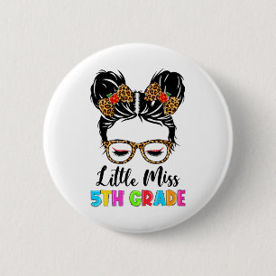 Badge Rond 5 Cm Petite élève de 5e rentrée scolaire chignon décoif