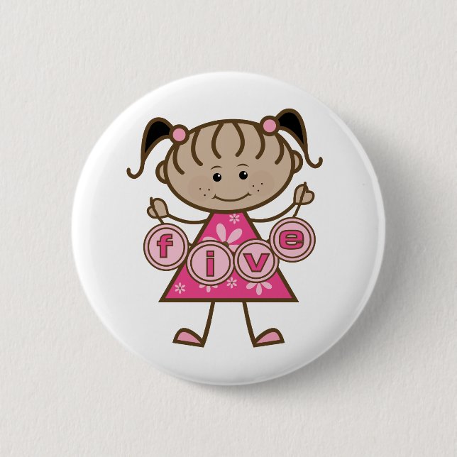 Badge Rond 5 Cm Petite fille 5e anniversaire Tshirts et cadeaux (Devant)