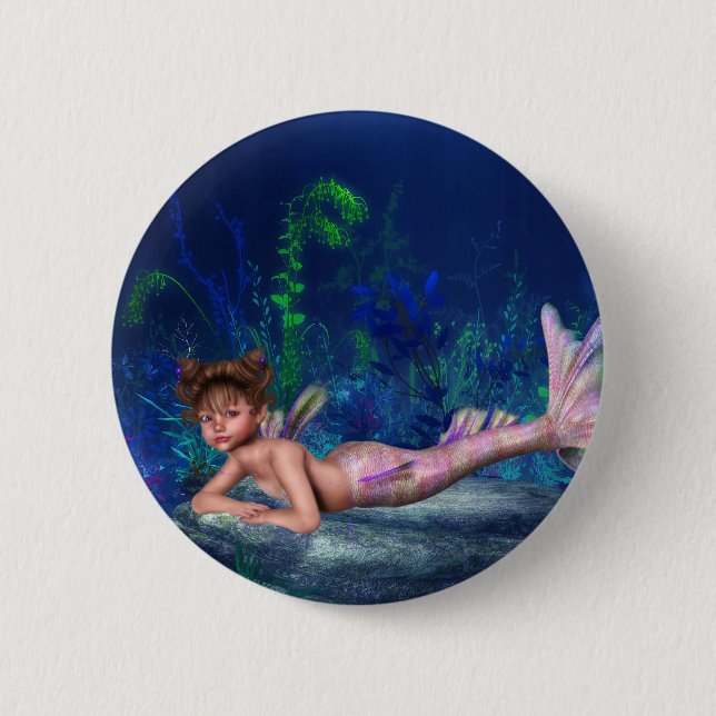 Badge Rond 5 Cm Petite fille de sirène de Maggie (Devant)