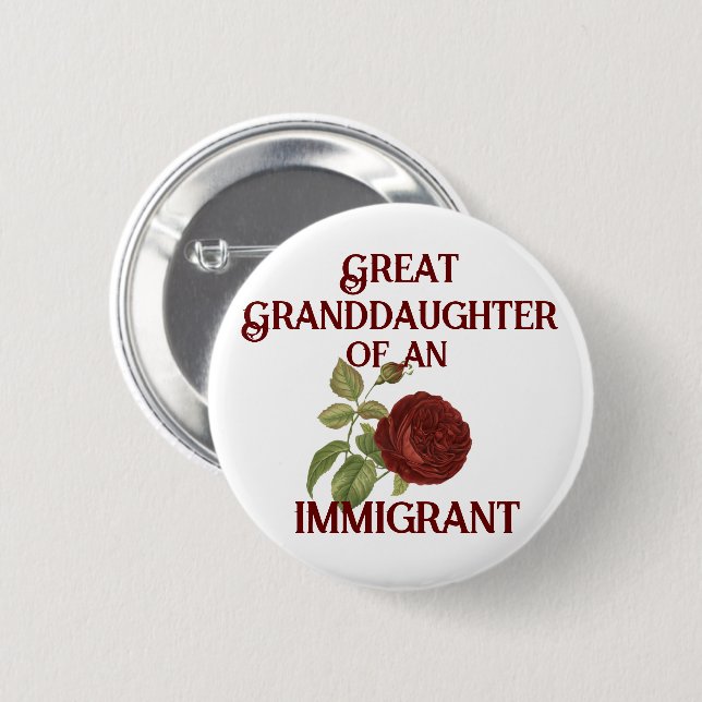 Badge Rond 5 Cm Petite-fille d'un immigrant (personnalisable) (Devant & derrière)
