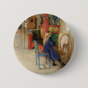 Badge Rond 5 Cm Petite fille vintage à roue tournante
