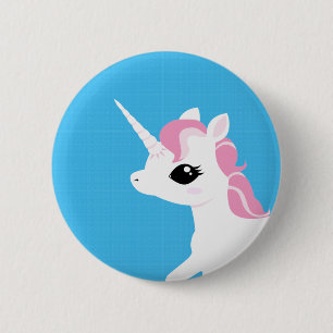 Badge Rond 5 Cm Petite licorne avec l'insigne rose de bouton de