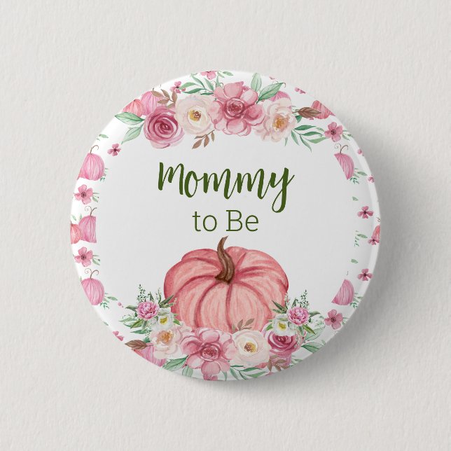 Badge Rond 5 Cm Petite maman rose Citrouille à être épingle - Pers (Devant)