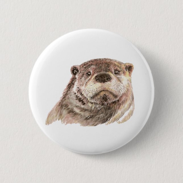 Badge Rond 5 Cm Petite Otter, Mignonne Nature Animale (Devant)