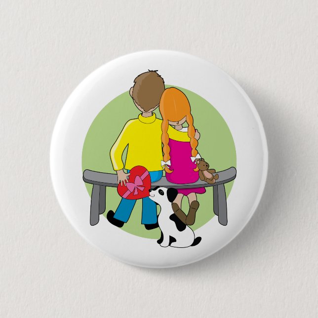 Badge Rond 5 Cm Petits enfants Valentine (Devant)