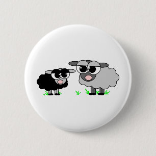 Badge Rond 5 Cm Petits moutons noirs mignons et moutons de BigGray