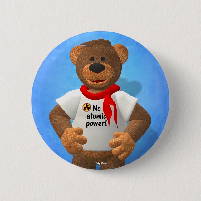 Badge Rond 5 Cm Petits ours : Aucune puissance atomique ! (Devant)