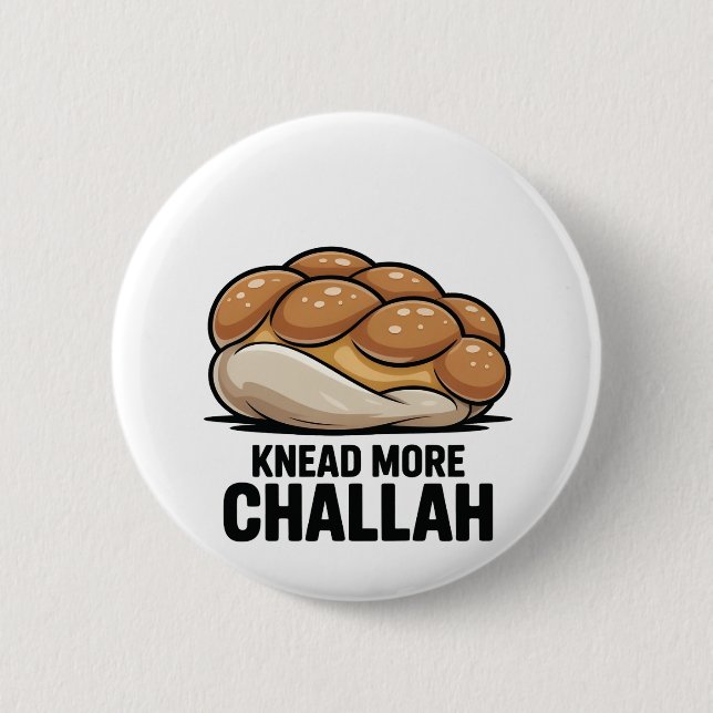 Badge Rond 5 Cm Pétrir Plus Challah Juif Juif Baking (Devant)