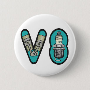 Badge Rond 5 Cm Pétrolhead V8 Voiture passionné