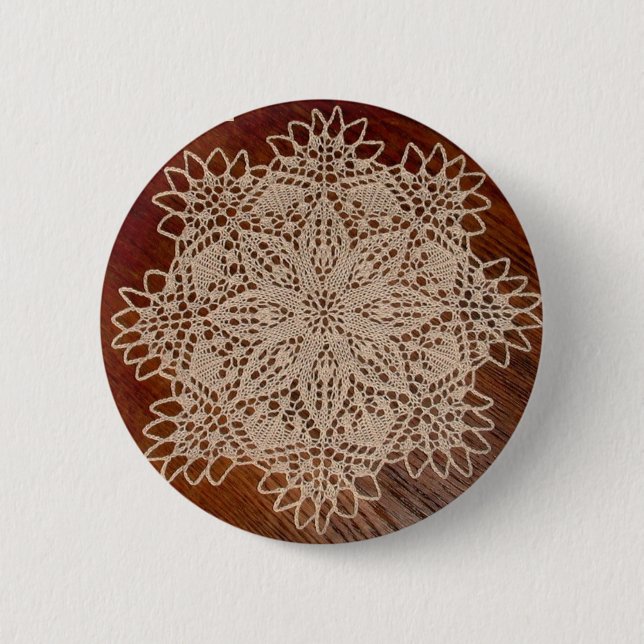 Badge Rond 5 Cm peu de bouton de napperon de fleur (Devant)