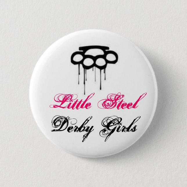 Badge Rond 5 Cm Peu de filles en acier de Derby - Knucks en laiton (Devant)