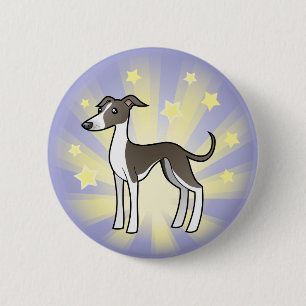 Badge Rond 5 Cm Peu de lévrier d'étoile/whippet/lévrier italien