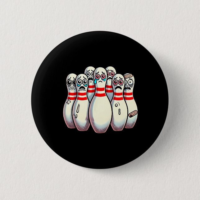Badge Rond 5 Cm Peur Bowling Pins Cartoon Fun Bowler Humorisme (Devant)