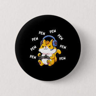 Badge Rond 5 Cm Pew Pew Gamer Chat Vidéo Jeu Chats Jeu Kitty Lov