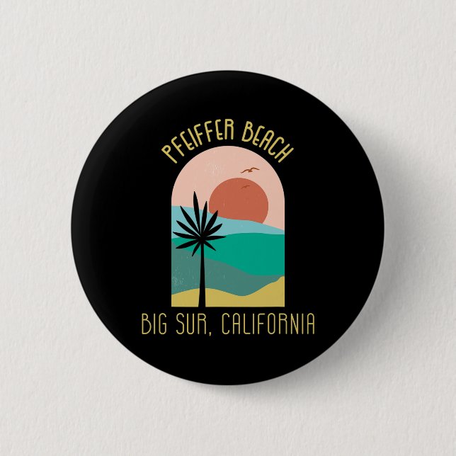 Badge Rond 5 Cm Pfeiffer Beach Big Sur California - Boho Vacation  (Devant)
