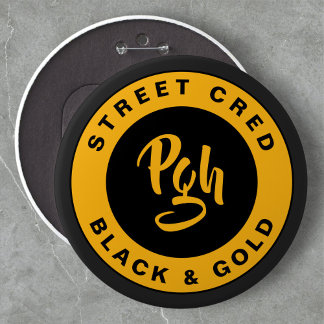 Badge Rond 5 Cm Pgh Yinzer Clasp Personnalisé Black Gold Vintage