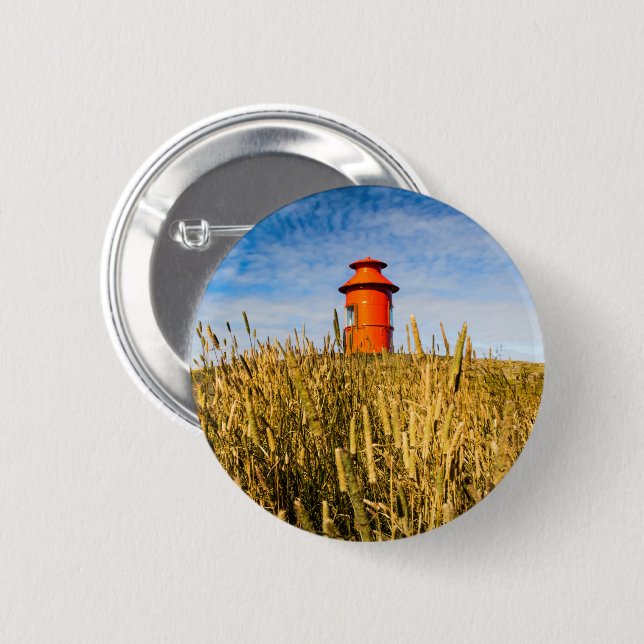 Badge Rond 5 Cm Phare à Stykkisholmur, Islande (Devant & derrière)