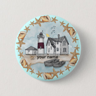 Badge Rond 5 Cm Phare Connecticut Shells