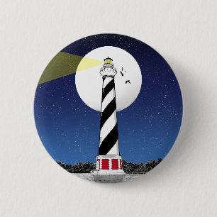 Badge Rond 5 Cm Phare de Cape Hatteras Caroline du Nord