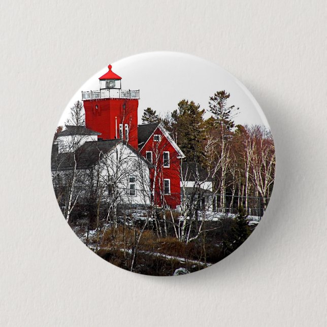 Badge Rond 5 Cm Phare de deux ports (Devant)