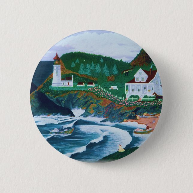 Badge Rond 5 Cm Phare de Heceta (Devant)
