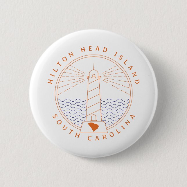 Badge Rond 5 Cm Phare de Hilton Head Island (Devant)