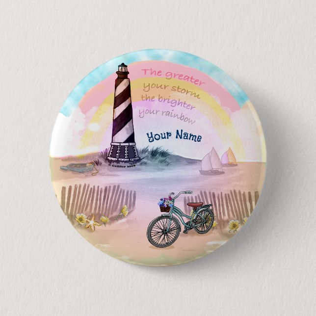 Badge Rond 5 Cm Phare de la Stormy à vélo (Devant)
