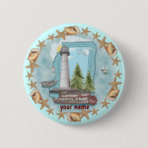 Badge Rond 5 Cm Phare de Mississippi Shells