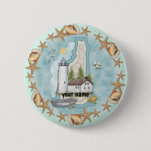 Badge Rond 5 Cm Phare de New Hampshire Shells