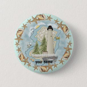 Badge Rond 5 Cm Phare de New Jersey Shells