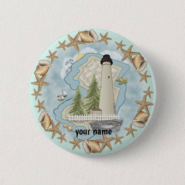 Badge Rond 5 Cm Phare de New Jersey Shells (Devant)