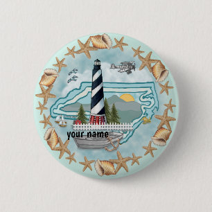 Badge Rond 5 Cm Phare de North Carolina Shells