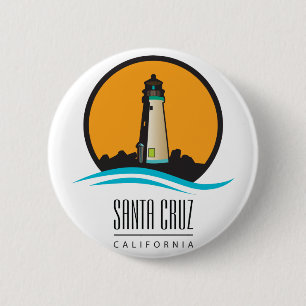 Badge Rond 5 Cm Phare de Père Noël Cruz en Californie